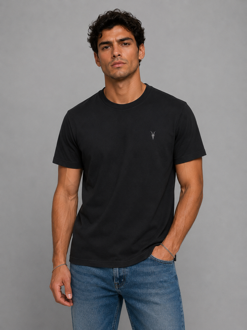 BLACK CREW NECK RAMSKULL T-SHIRT