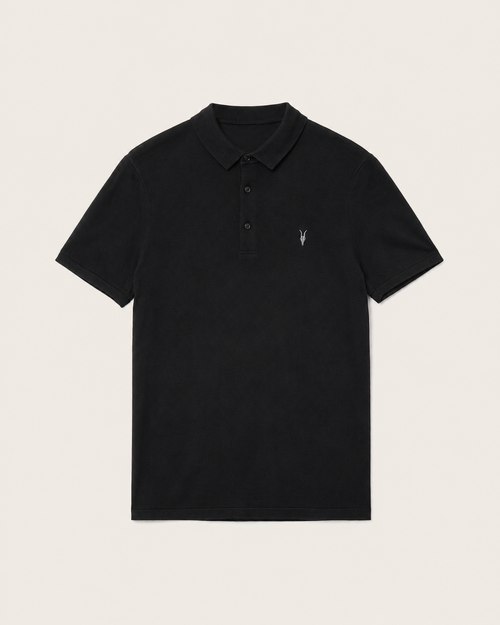 BLACK SHORT SLEEVE RAMSKULL POLO SHIRT