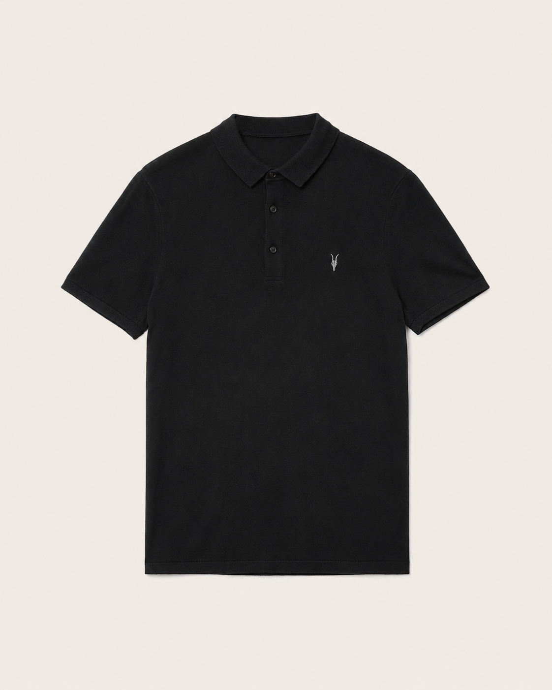 BLACK SHORT SLEEVE RAMSKULL POLO SHIRT
