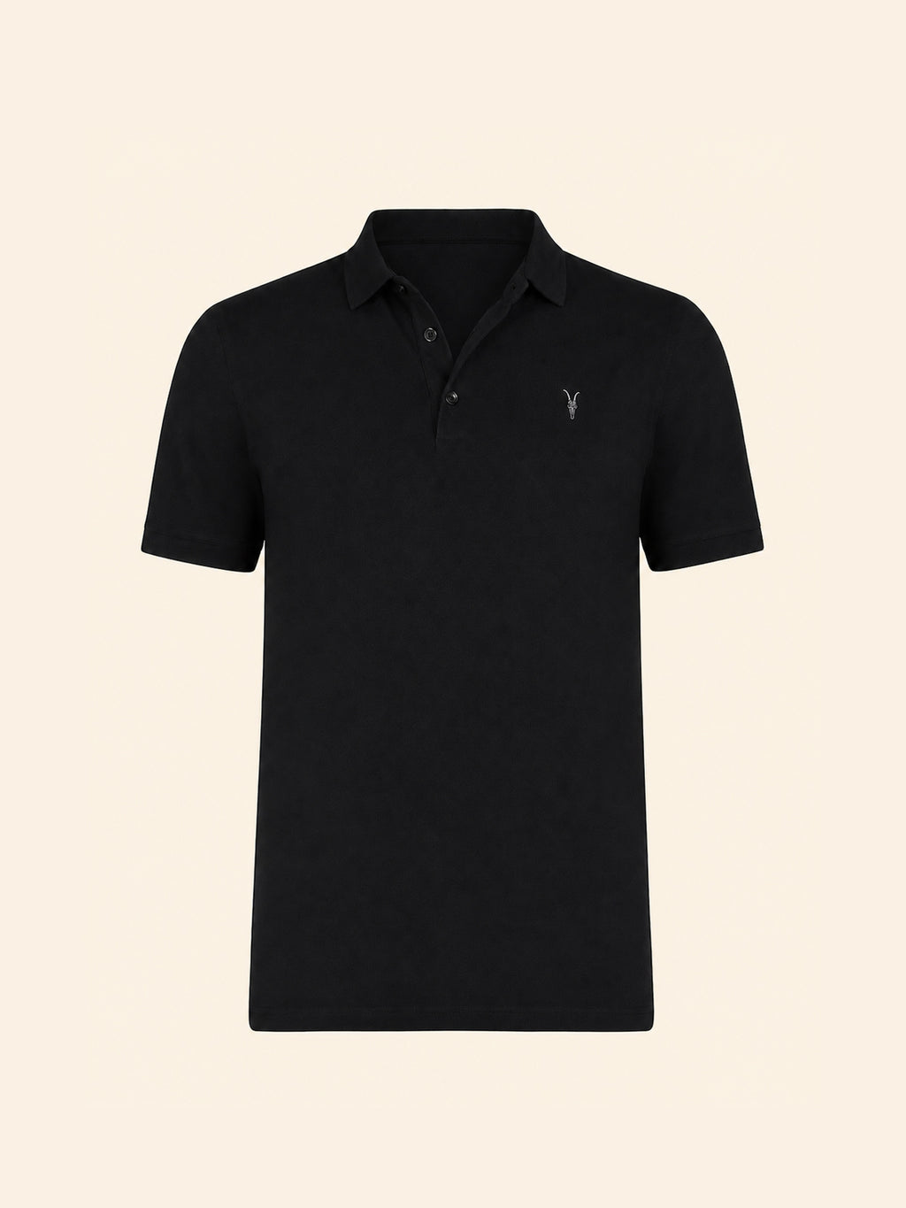 BLACK SHORT SLEEVE RAMSKULL POLO SHIRT