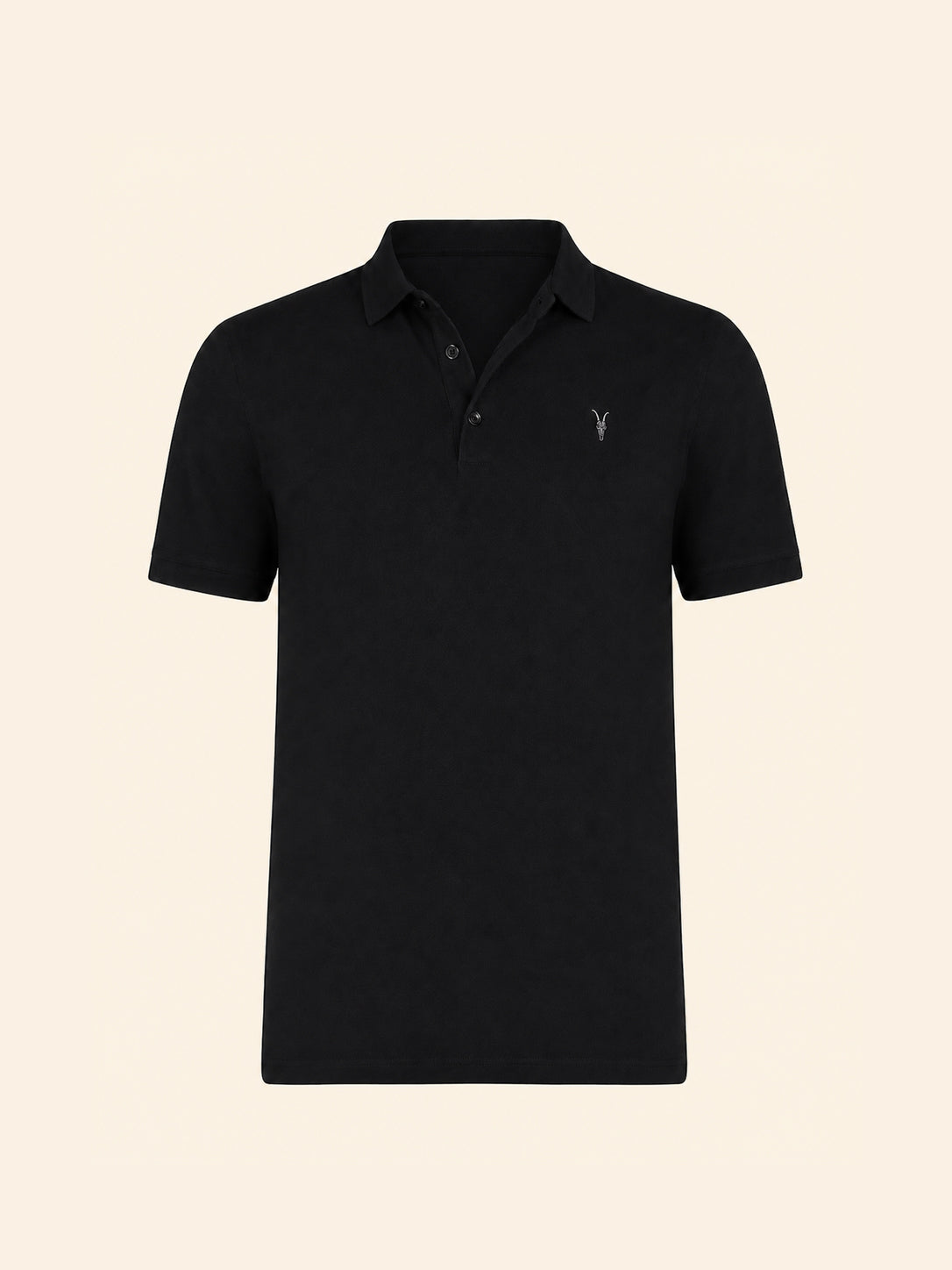 BLACK SHORT SLEEVE RAMSKULL POLO SHIRT
