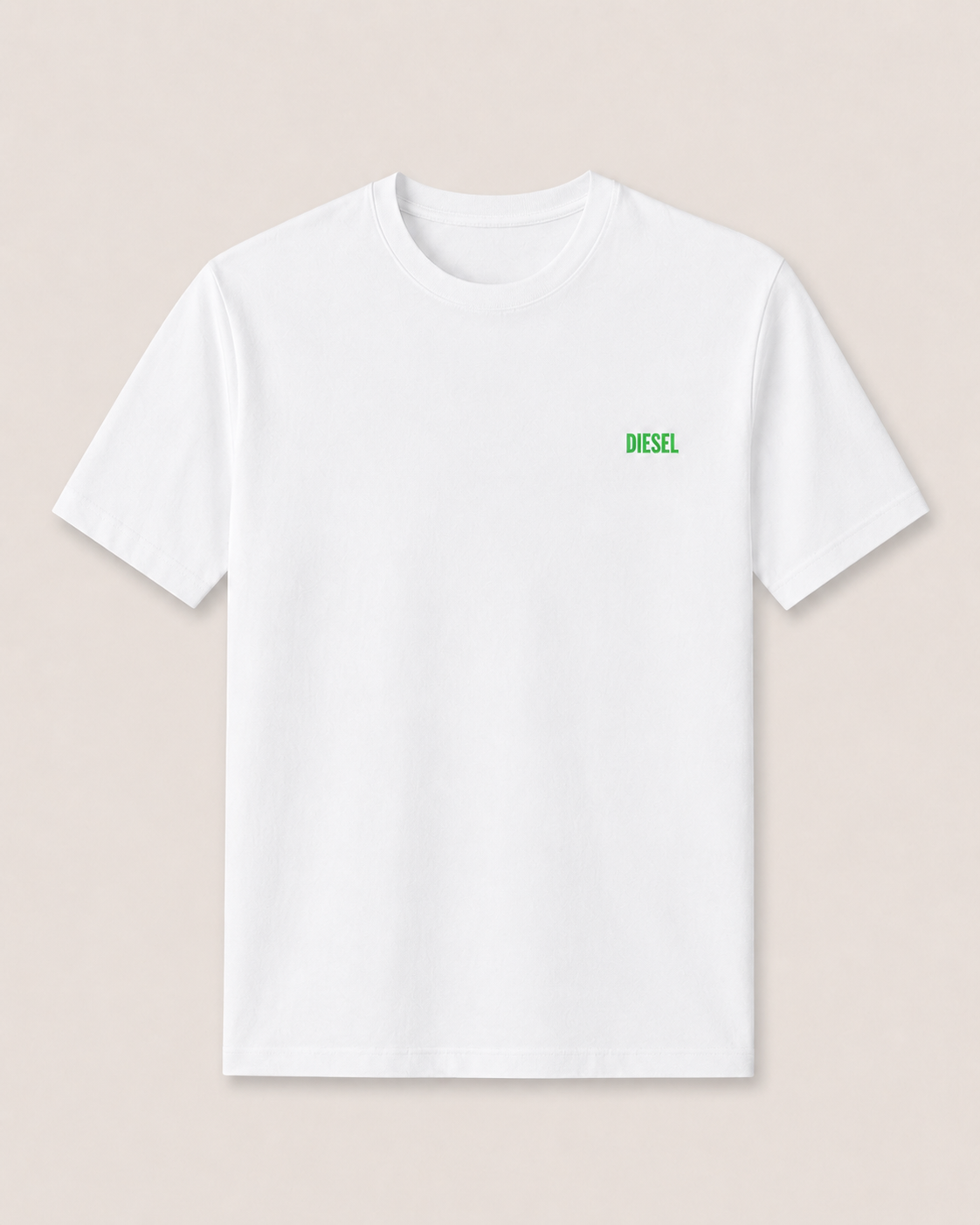 DIESEL GREEN LOGO T-SHIRT - WHITE