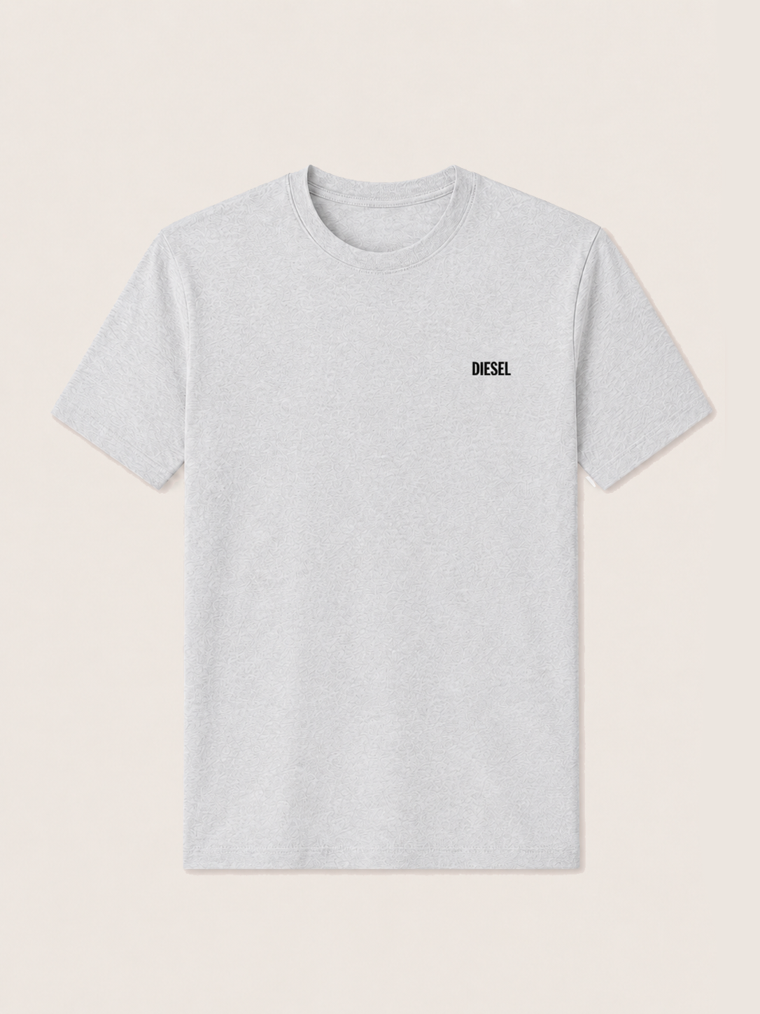 DIESEL CREW NECK LOGO PLAQUE GRAY T-SHIRT