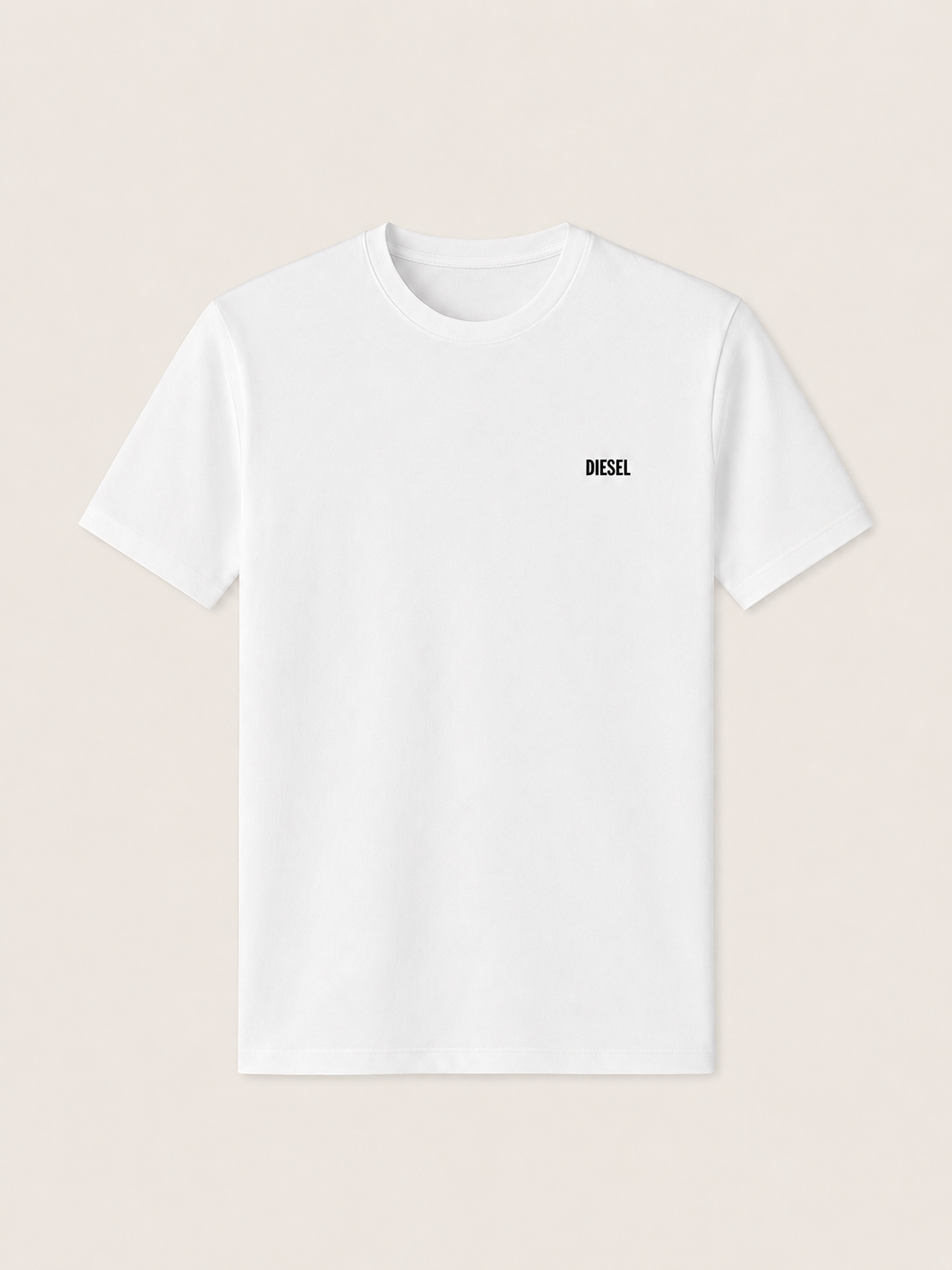 DIESEL CREW NECK LOGO PLAQUE WHITE T-SHIRT
