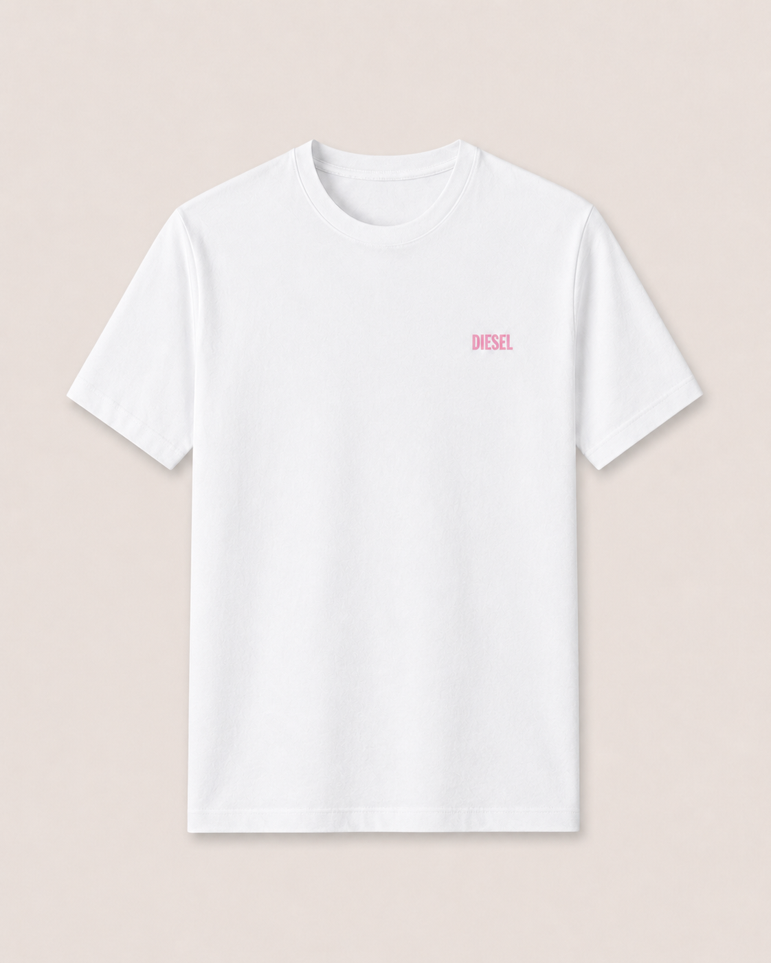 DIESEL PINK LOGO T-SHIRT - WHITE