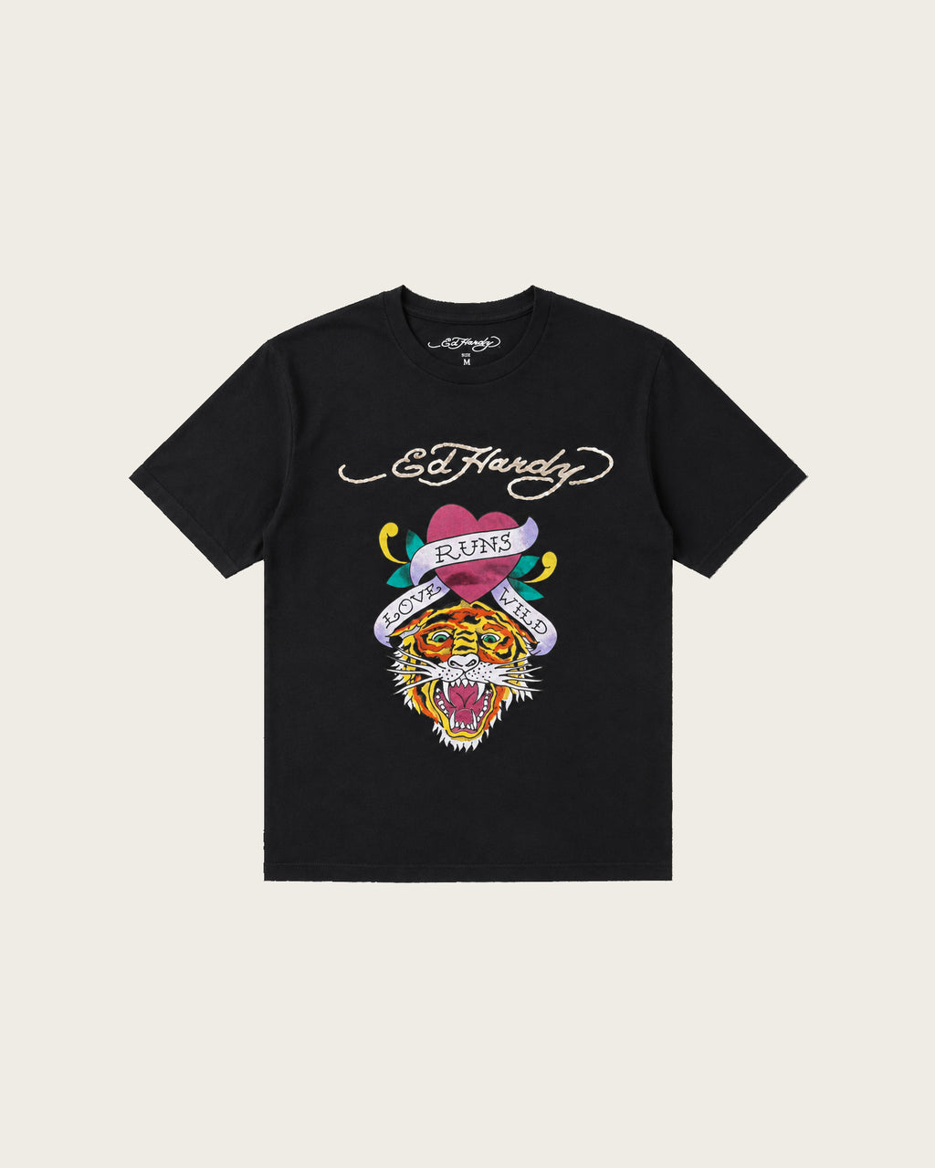 Tiger Head Heart Ed Hardy Fitted Tee - Black