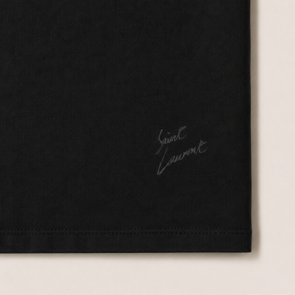 SAINT LAURENT SIGNATURE LOGO T-SHIRT - BLACK