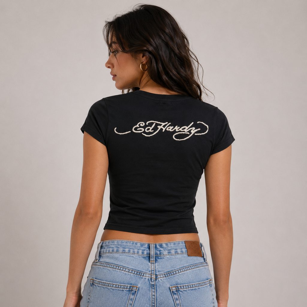 Tiger Head Ed Hardy Fitted Tee - Black