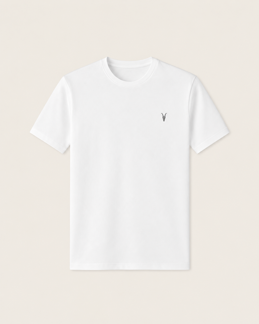WHITE CREW NECK RAMSKULL T-SHIRT