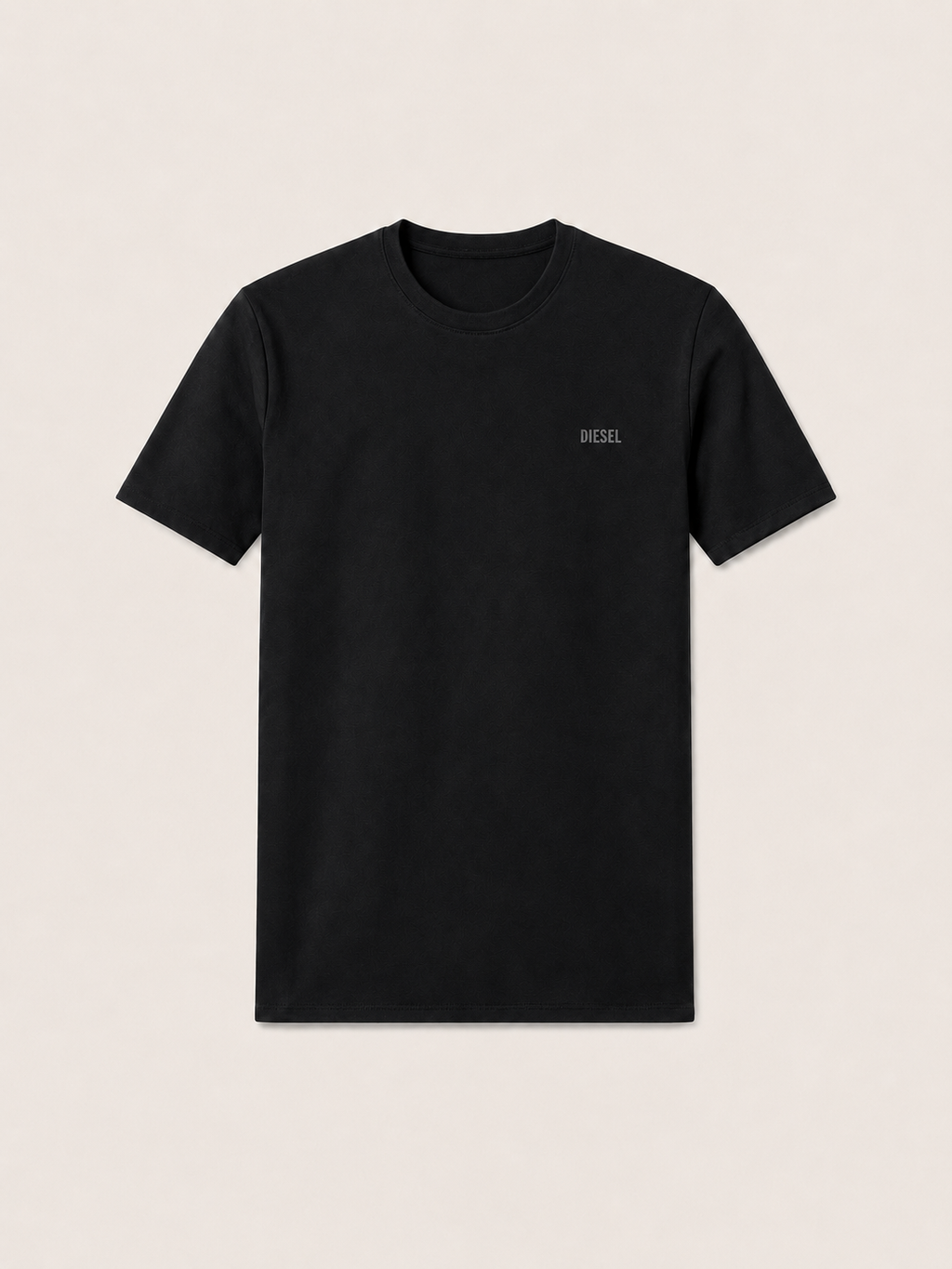 DIESEL CREW NECK LOGO PLAQUE GRAY T-SHIRT